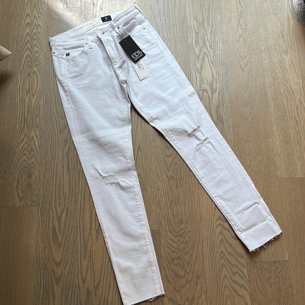 AG THE MIDDI ANKLE Mid-Rise Legging Ankle white denim Jean